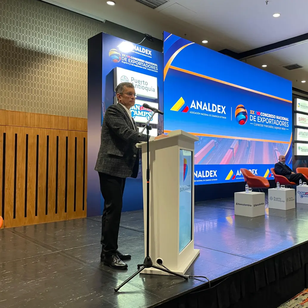 Javier Díaz, presidente de Analdex, durante su discurso inaugural. Foto: Cortesía