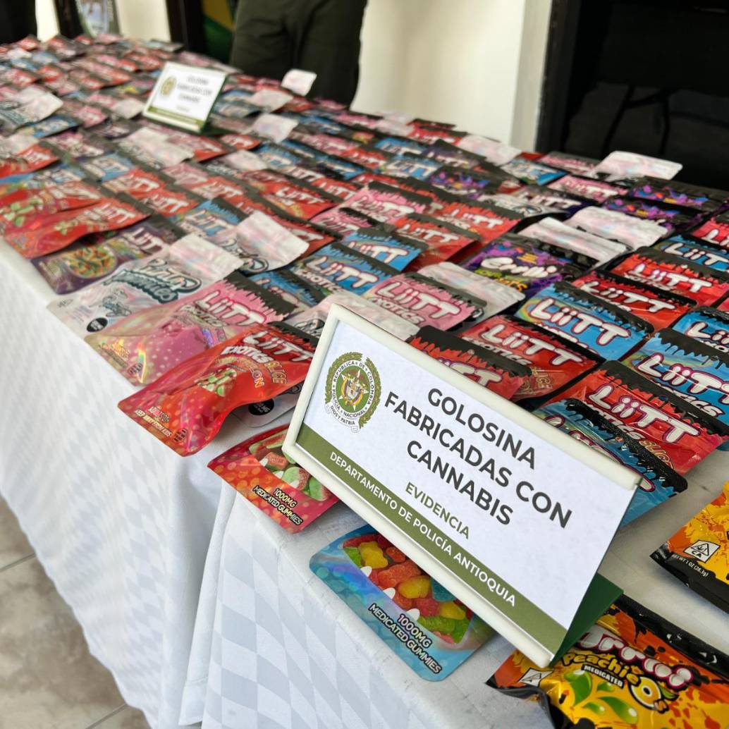 Gomitas de marihuana incautadas por las autoridades de Antioquia. FOTO: CORTESÍA