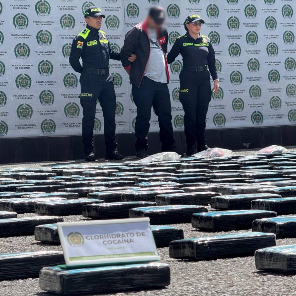 Incautación de cocaína en Antioquia. FOTO: POLICÍA ANTIOQUIA