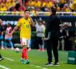 El futbolista colombiano James Rodríguez fue el capitán de la Selección Colombia en Guadalajara. Al salir le pasó el brazalete a Juanfer. Foto: Juan Antonio Sánchez