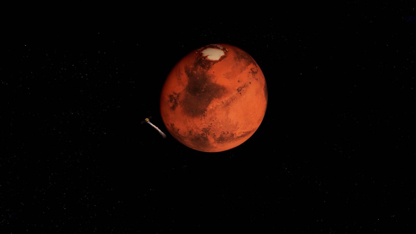 La sonda Hope, permanecerá en la órbita alrededor de Marte durante un año marciano 687 días. Foto: EFE