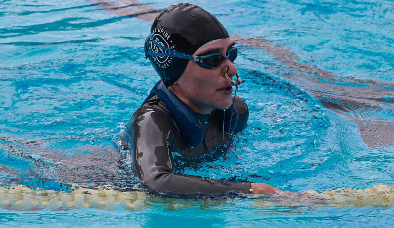 Según Sofía la practica de este deporte requiere, además de buena condición física, una coordinación con la mente para lograr controlar la respiración. Foto: Manuel Saldarriaga Quintero