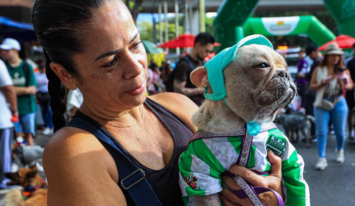Durante la caminata, los asistentes recibieron consejos para el cuidado de sus perritos, peluquería canina y recomendaciones de alimentación. Foto: Manuel Saldarriaga Quintero