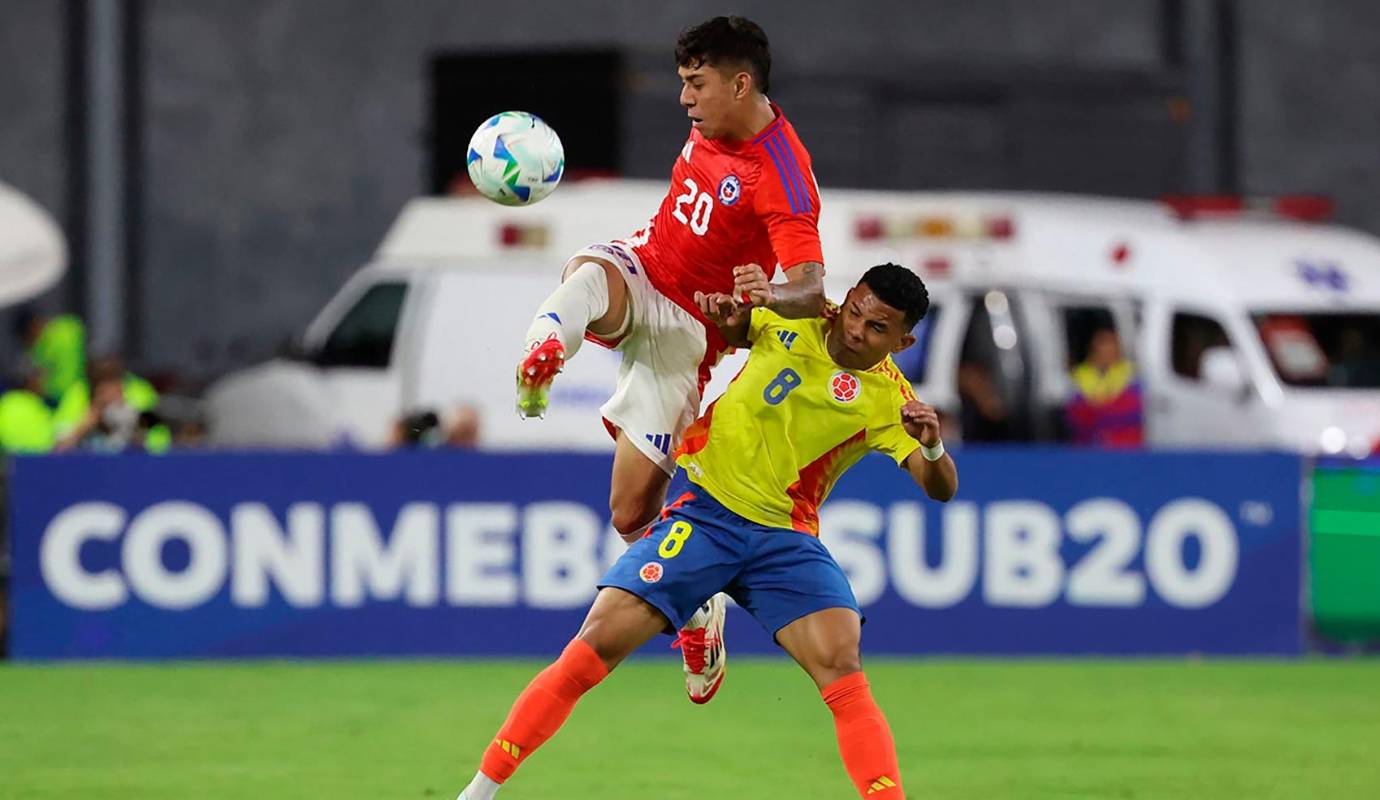 La Selección Colombia Sub-20 aseguró su cupo en el Mundial 2025 tras una contundente victoria 3-1 sobre Chile en la cuarta fecha del Campeonato Sudamericano. . Foto: AFP