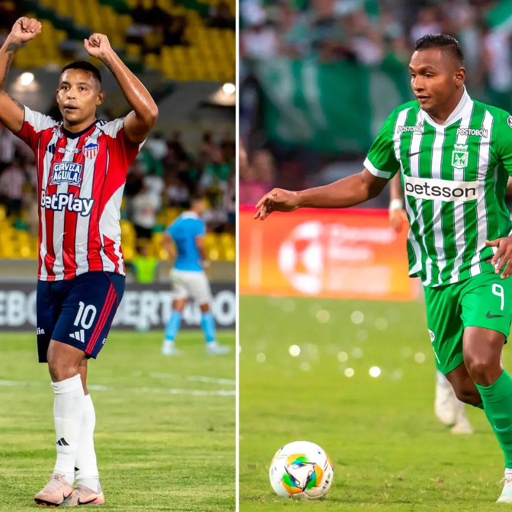 El atacante del Junior de Barranquilla, Luis Fernando Muriel y el delantero de Atlético Nacional, Alfredo Morelos son los goleadores de sus equipos en el Apertura. Fotos: Colprensa y Juan Antonio Sánchez