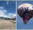 El globo apareció en el horizonte y terminó cayendo sobre el área de la pista del aeropuerto Olaya Herrera de Medellín. FOTOS: Cortesía