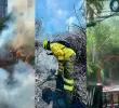 El incendio declarado en Las Palmas fue controlado por Bomberos Medellín. Un hombre fue capturado y judicializado por la afectación ambiental. FOTO tomadas de X