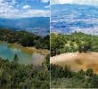 De los cerca de 300 metros cúbicos que alojaba esta laguna, solo quedan vestigios de humedad. La tierra está abierta y, por las altas temperaturas que ha experimentado la ciudad, ni siquiera se ha alcanzado a formar fango: solo queda una polvareda de aridez. Foto: Manuel Saldarriaga y Cortesía.