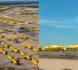 Decenas de aviones Airbus de Spirit Airlines fueron almacenados en aeropuertos del desierto de Arizona tras el cierre de operaciones. FOTO REDES SOCIALES