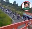 Imágenes de motocicletas y buses tipo chiva en la caravana fúnebre realizada en Anorí, Nordeste de Antioquia. FOTO Twitter @AndresJRendonC