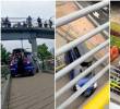 Las autoridades identificaron al conductor y al propietario del vehículo que invadió un puente peatonal en Bogotá. Ambos enfrentan comparendos y el carro podría ser inmovilizado. FOTO: @pasaenbogota vía X.