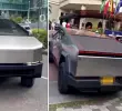 Usuarios en las redes sociales subieron algunos videos donde se muestra a este vehículo de Tesla recorriendo las principales calles de Medellín. FOTO: Tomada de redes.