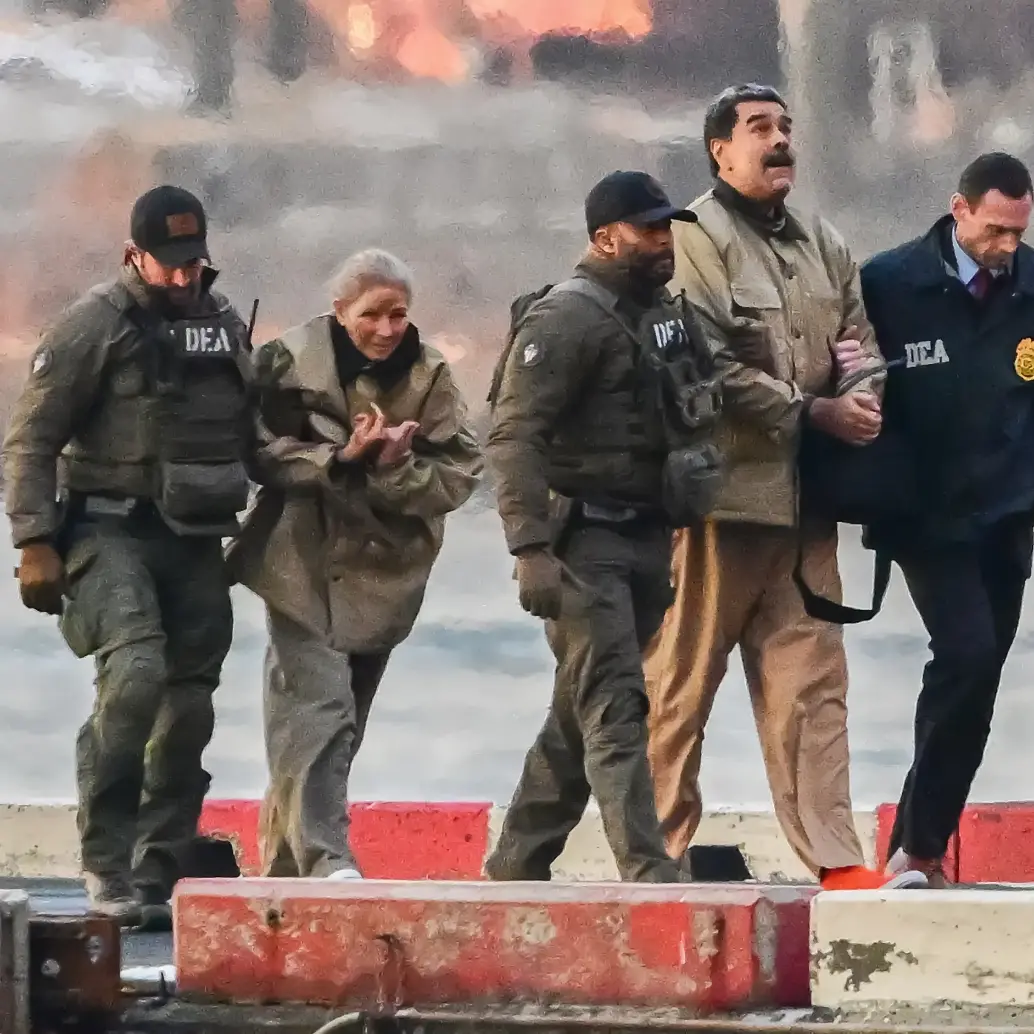 Nicolás Maduro y Cilia Flores cuando fueron llevados por la DEA al llegar a Estados Unidos tras el movimiento de Estados Unidos en Caracas a principio de año. 