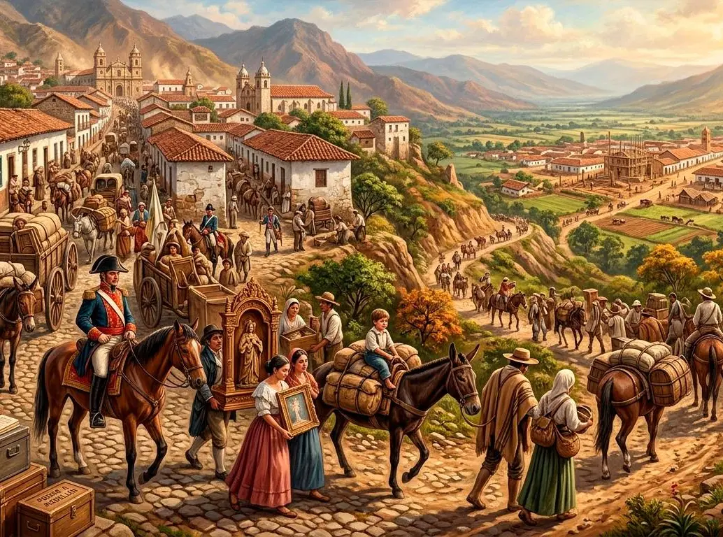 Imagen de referencia del “trasteo” de una capital de Antioquia a otra. FOTO Generada con IA