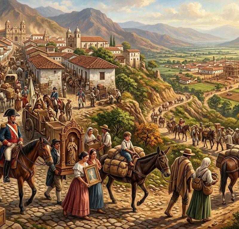 Imagen de referencia del “trasteo” de una capital de Antioquia a otra. FOTO Generada con IA