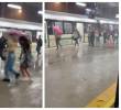 El agua se coló hasta la plataforma de la estación Madera del metro donde los usuarios tuvieron que correr para refugiarse de la lluvia. FOTO: Cortesía