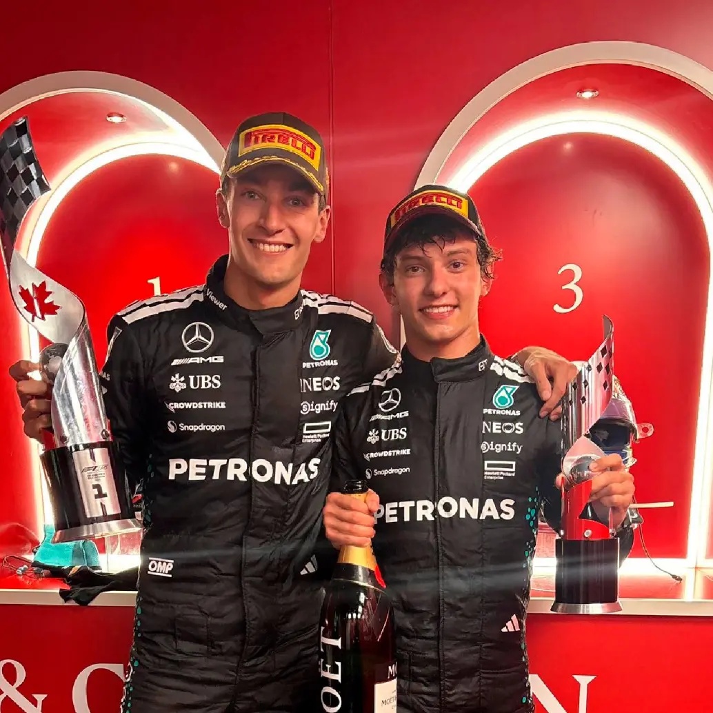 George Russell, de 27 años de edad, suma cuatro victorias en la F1. Su compañero Andrea Kimi Antonelli, de 18, logró su primer podio. FOTO X-F1