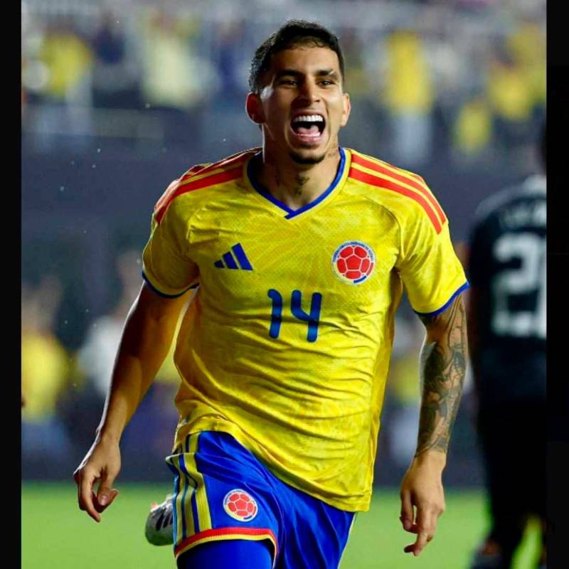 Gustavo Puerta celebra el gol con el que Colombia abrió el marcador ante Nueva Zelanda, al final victoria para los dirigidos por Néstor Lorenzo. FOTO: Cortesía FCF