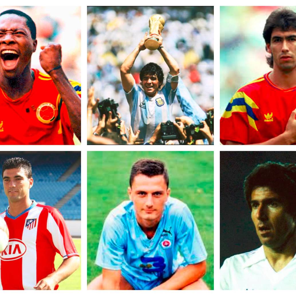 En la imagen aparecen Freddy Rincón, Diego Maradona, Andrés Escobar, José Antonio Reyes, Dubovsky y Juanito, todos con un destino trágico. FOTOS GETTY, AFP Y COLPRENSA