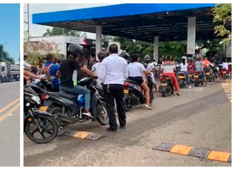 La escasez de combustible en las localidades ha hecho que la gente se vuelque a las gasolineras. FOTO: Cortesía La Chiva de Urabá.