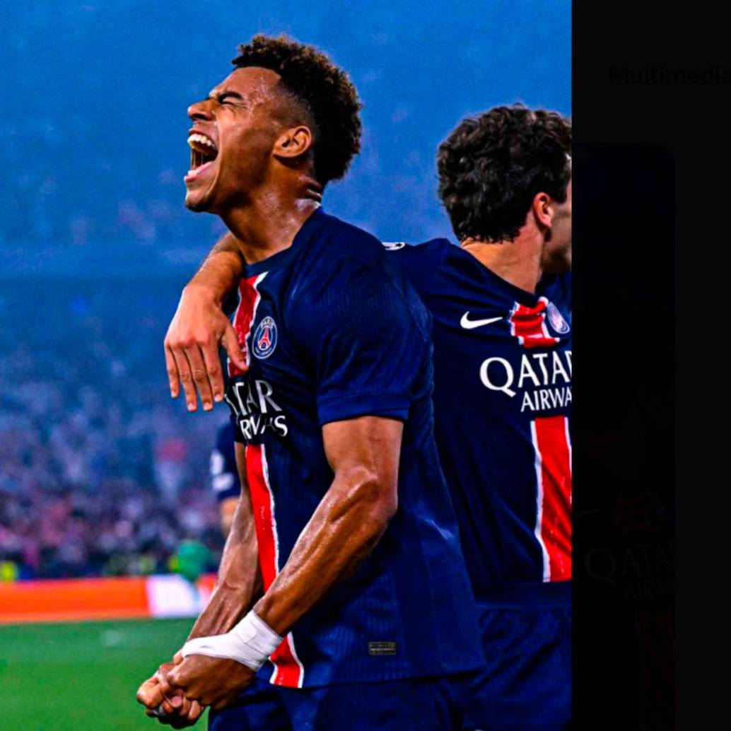 Désiré Doué celebra uno de los dos goles que marcó en la final de la Champions League ante el Inter de Milán. TOMADA X@PSGbrasil