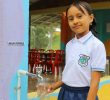 Imagen ilustrativa de estudiante de colegio con agua potable. Foto: cortesía.