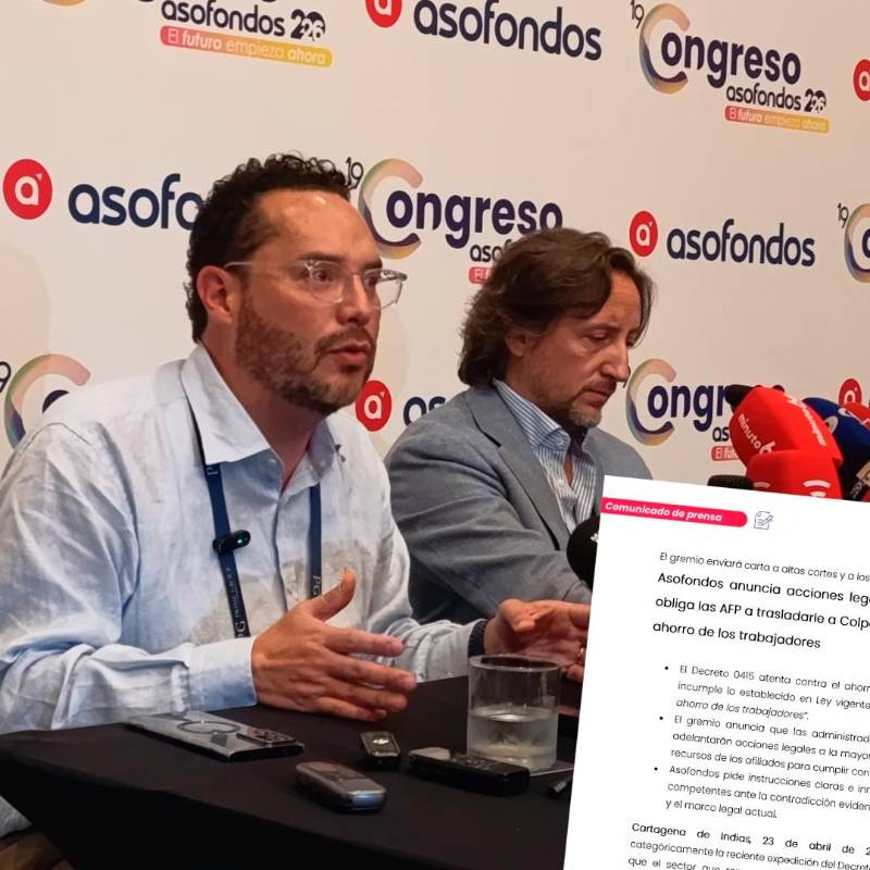 Andrés Velasco, presidente de Asofondos, anunció que el gremio no escatimará esfuerzos legales para proteger los recursos de los trabajadores frente al decreto que ordena el traslado de capital. FOTO CORTESÍA ASOFONDOS