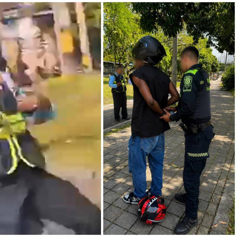 Además de la captura, al motociclista le fueron impuestos los comparendos relacionados con las infracciones detectadas y la motocicleta quedó inmovilizada. FOTOS Alcaldía de Medellín. 