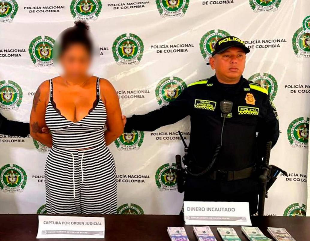 La mujer capturada en San Onofre (Sucre) tiene 57 años de edad. Engañaba a sus empleadores para robarles objetos de valor en sus inmuebles. Foto: Cortesía.