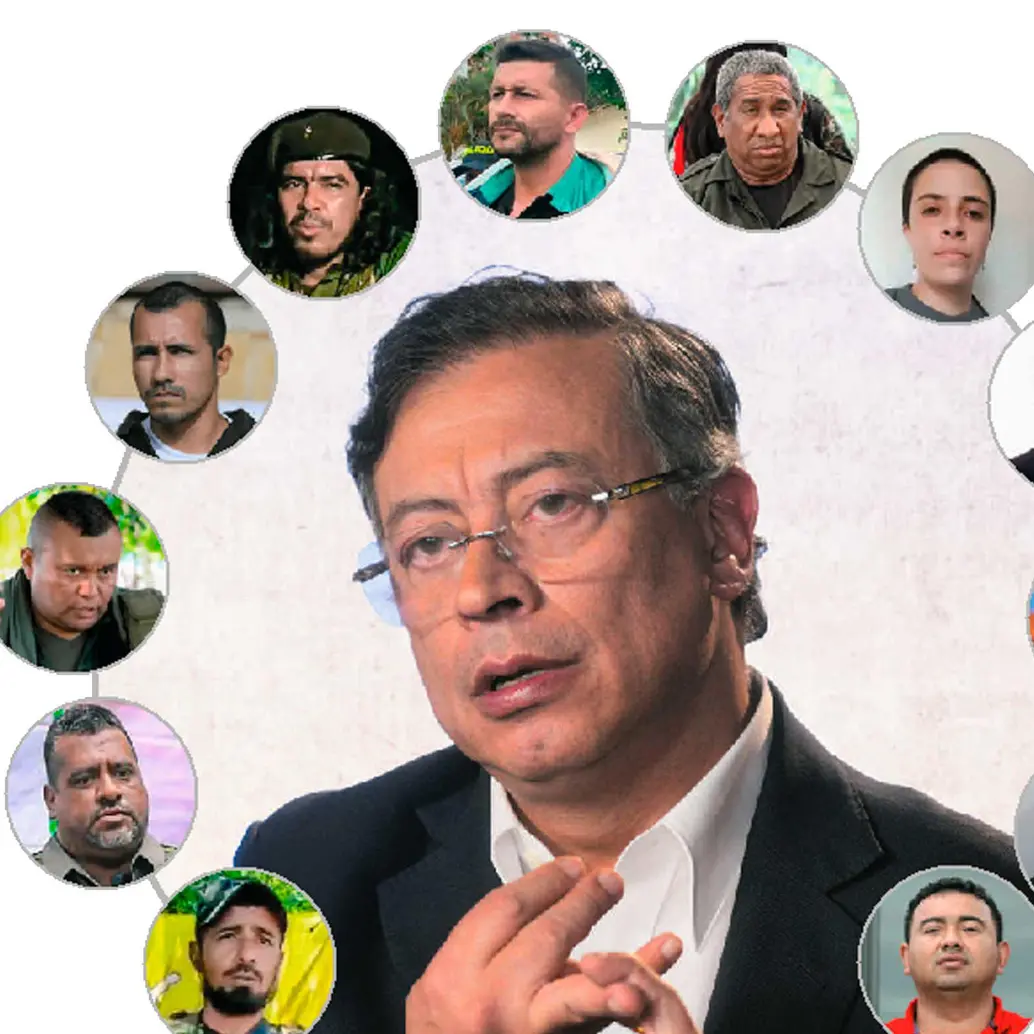 Gustavo Petro y varios de los líderes de disidencias y otros grupos beneficiados con la “paz total”.