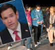 A su llegada a Colombia, Beto Coral fue recibido por la canciller Rosa Villavicencio; en el recuadro, el secretario de Estado de EE.UU., Marco Rubio, quien recomendó su deportación. FOTOS: CORTESÍA CANCILLERÍA Y @SecRubio.