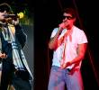 A la izquierda Jesús Ortiz Paz, cantante de Fuerza Regida, a la derecha, Bad Bunny. Fotos Getty.