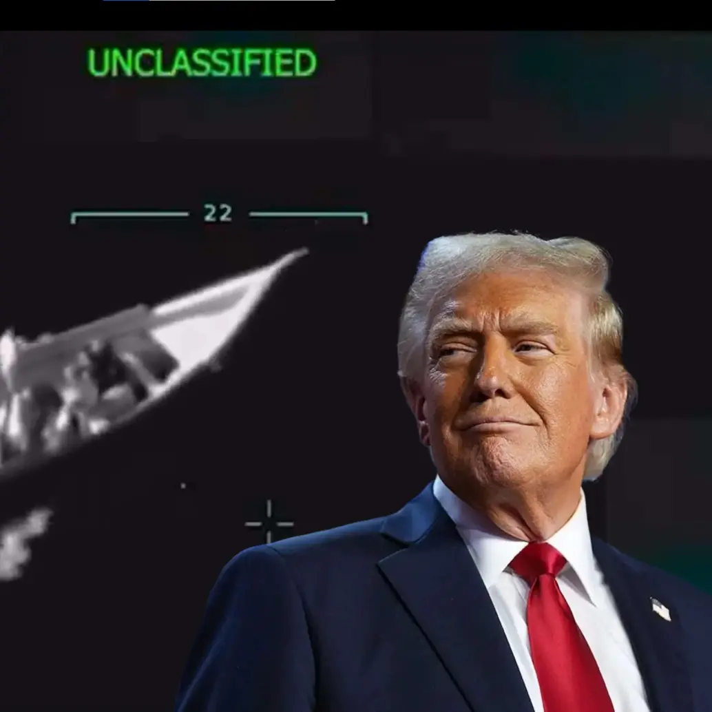 El presidente Donald Trump compartió en sus redes sociales el video del ataque a la lancha. FOTO CORTESÍA Y AFP