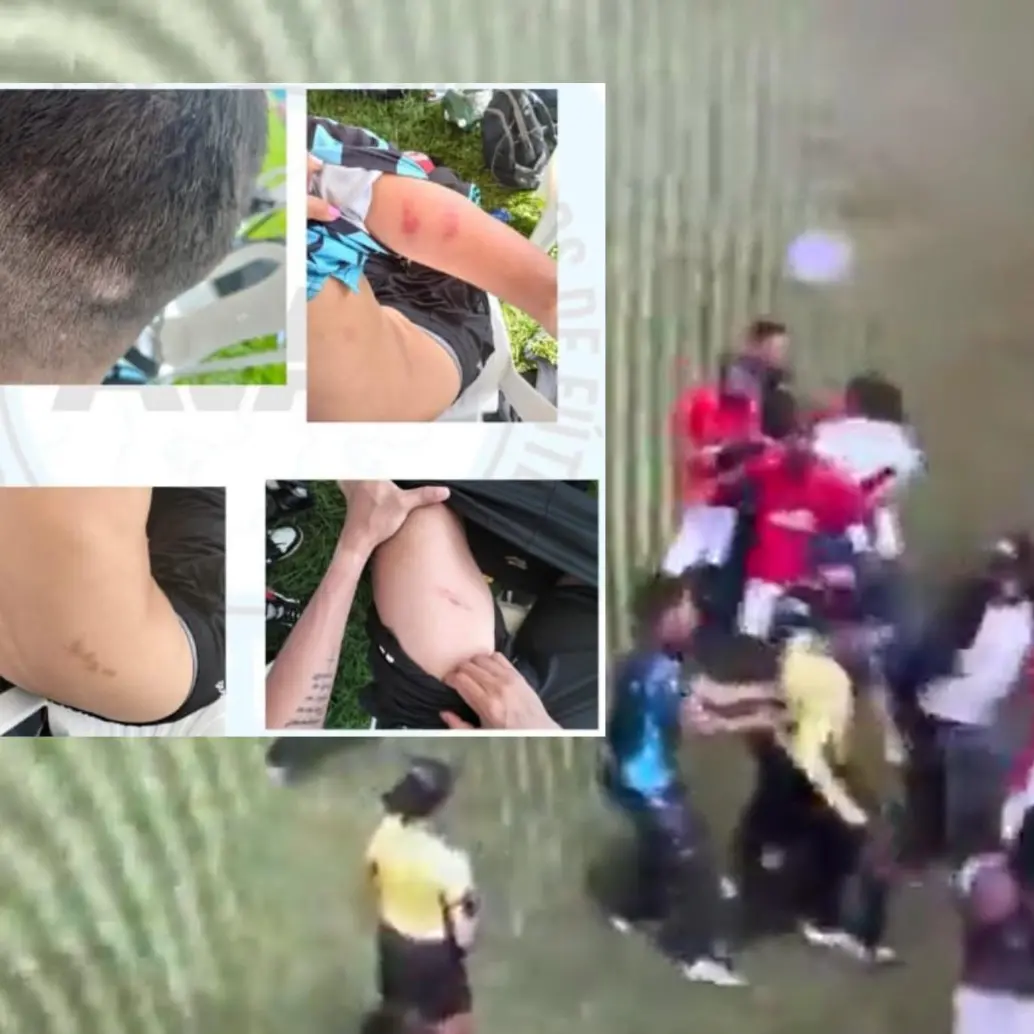 Agresión a árbitro en el Torneo Las Américas: jugadores y técnicos del América Sub-17 golpearon al árbitro Fernando Velázquez Amador. Foto: captura de video - Asociación Vallecaucana de Árbitros de Fútbol (Avaf)