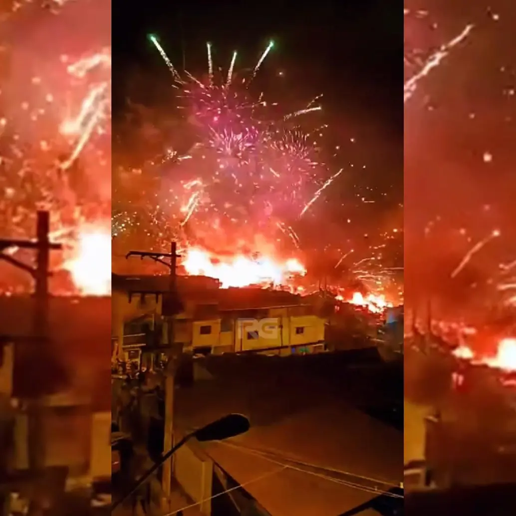 Explosión e incendio en polvorería clandestina en Lima, Perú. Foto: captura de video RG