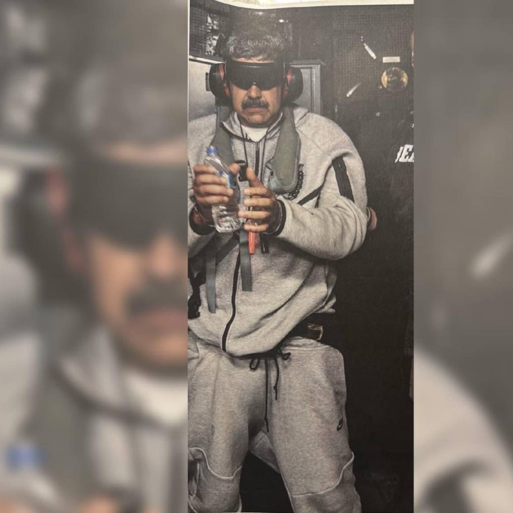 La primera imagen de Nicolás Maduro capturado. FOTO: Tomada de redes sociales Trump