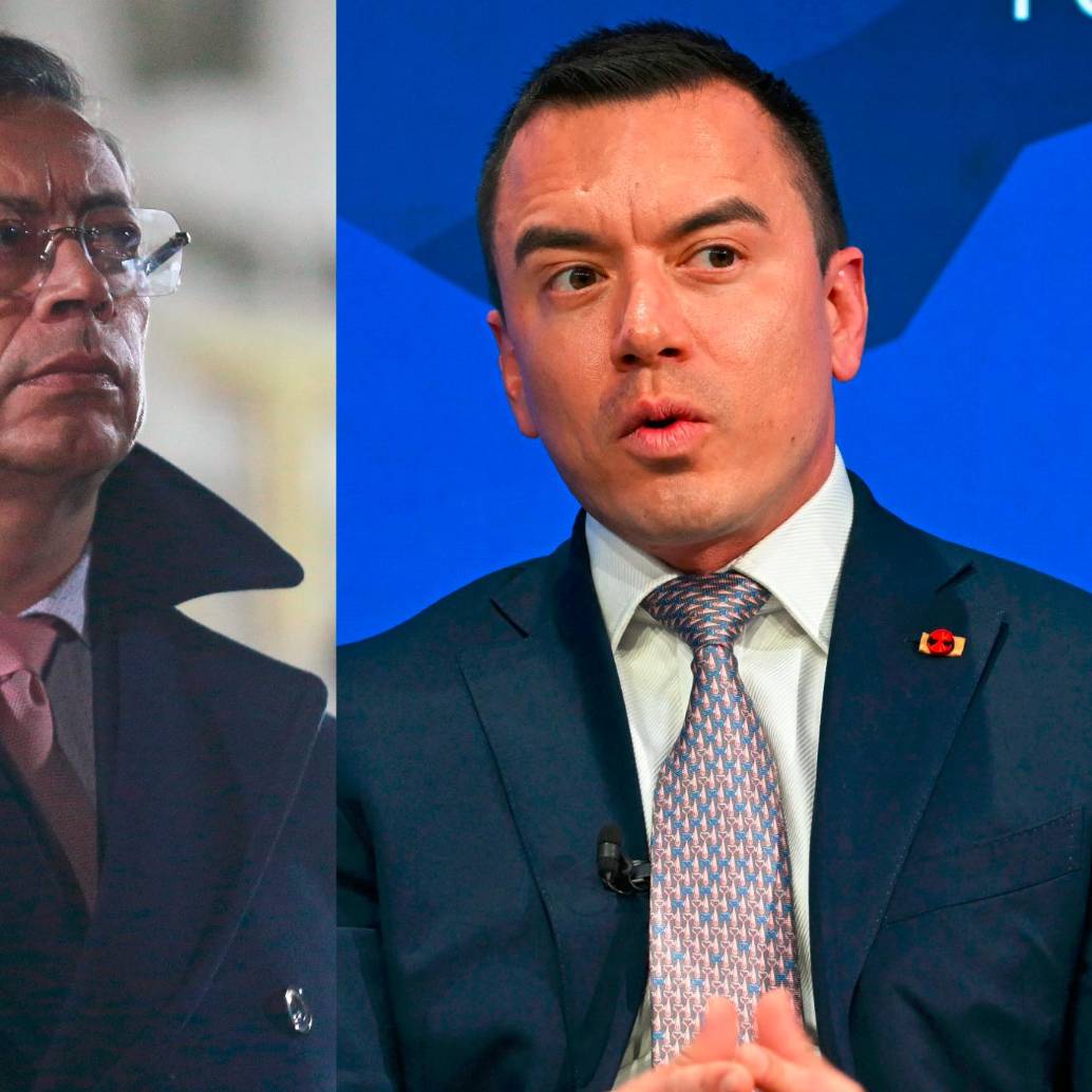 Los presidentes de Colombia, Gustavo Petro, y Ecuador, Daniel Noboa. FOTOS: AFP Y COLPRENSA