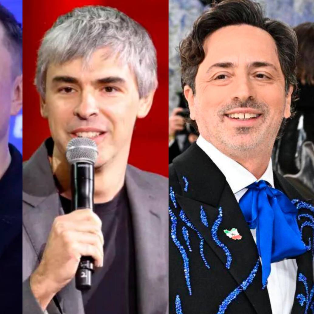 Elon Musk, Larry Page y Sergey Brin. FOTO GETTY IMÁGENES Y REDES SOCIALES.