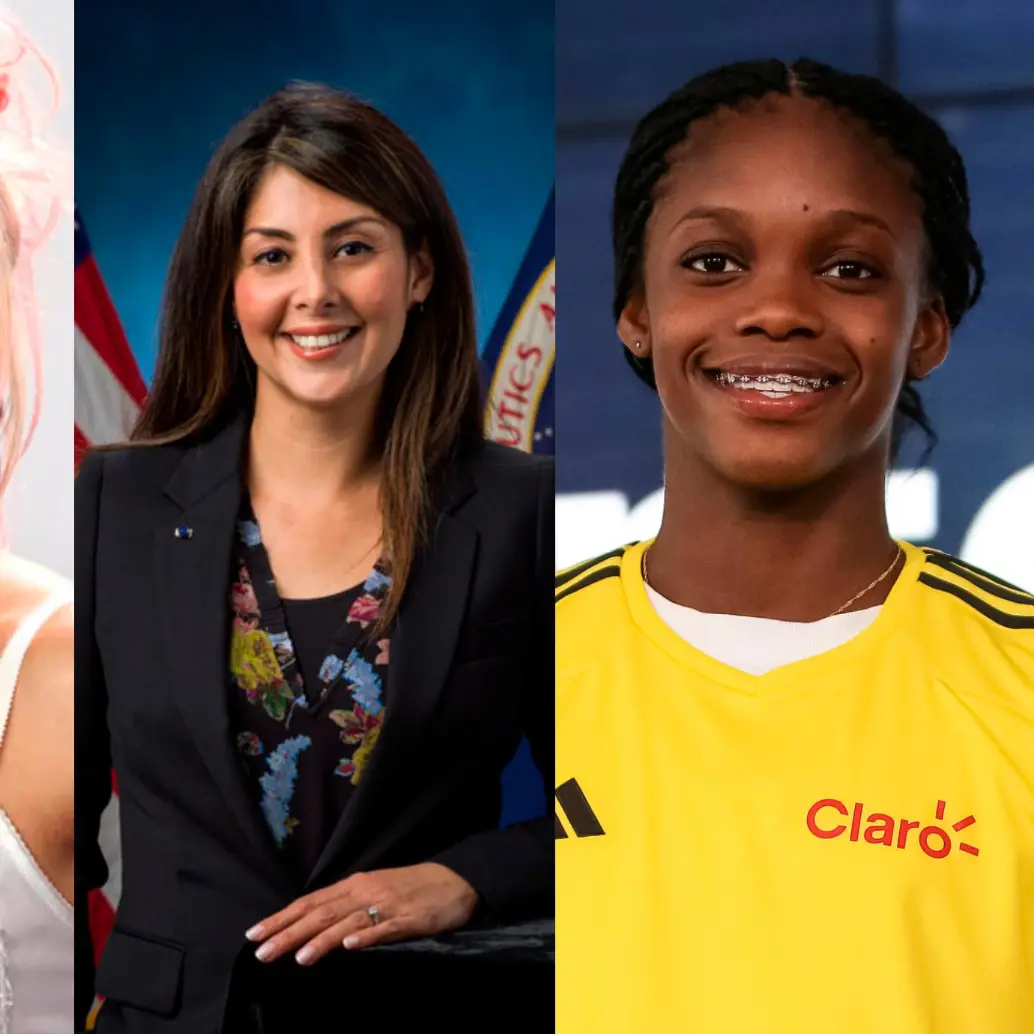 La cantante Karol G; Diana Trujillo, directora de vuelo de la NASA.; y la jugadora del Real Madrid, Linda Caicedo, figuran entre las 100 mujeres más poderosas de Colombia. FOTOS COLPRENSA
