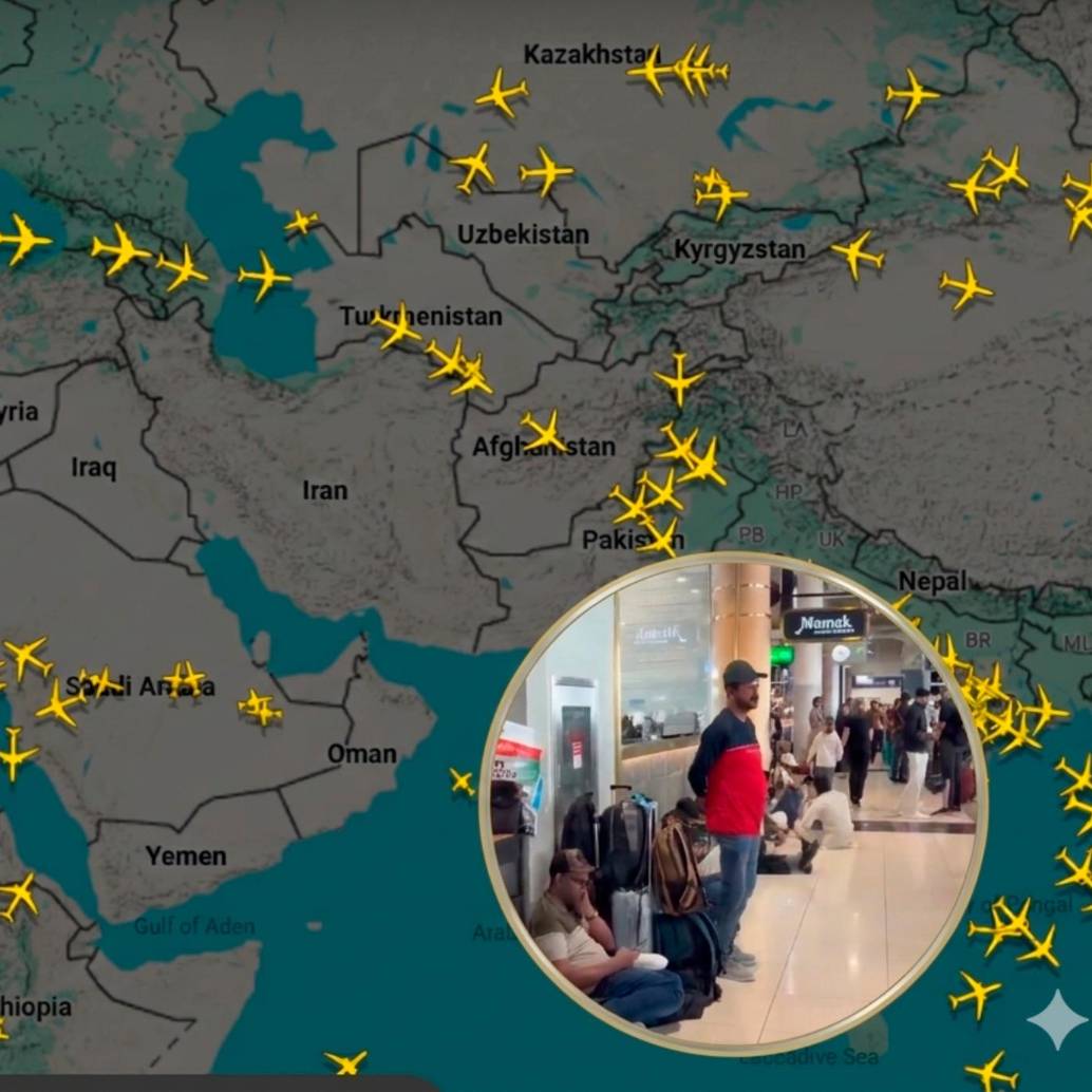 Así luce el tráfico aéreo en Medio Oriente. FOTO TOMADA DE X Y DE PANTALLAZO DE Flightradar24