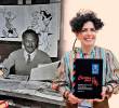Al fondo el chileno René Ríos Boettiger con su mayor creación, Condorito. A la derecha la escritora Claudia Stern, autora del libro que explora la vida del dibujante latinoamericano. FOTOS Cortesía