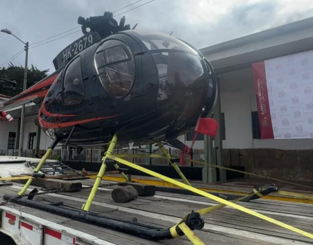 Helicóptero incautado por el Ejército. Foto: Ejército