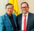 García (derecha) aseguró que le transmitió a Petro la necesidad también de desescalar el lenguaje de cara a afianzar una relación armónica entre Congreso y Gobierno. FOTO: PRESIDENCIA