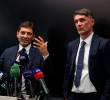 Paolo Maldini y Leonardo cuando fueron anunciado en la dirección deportiva de la Azzurra. FOTO: <b>Getty</b>