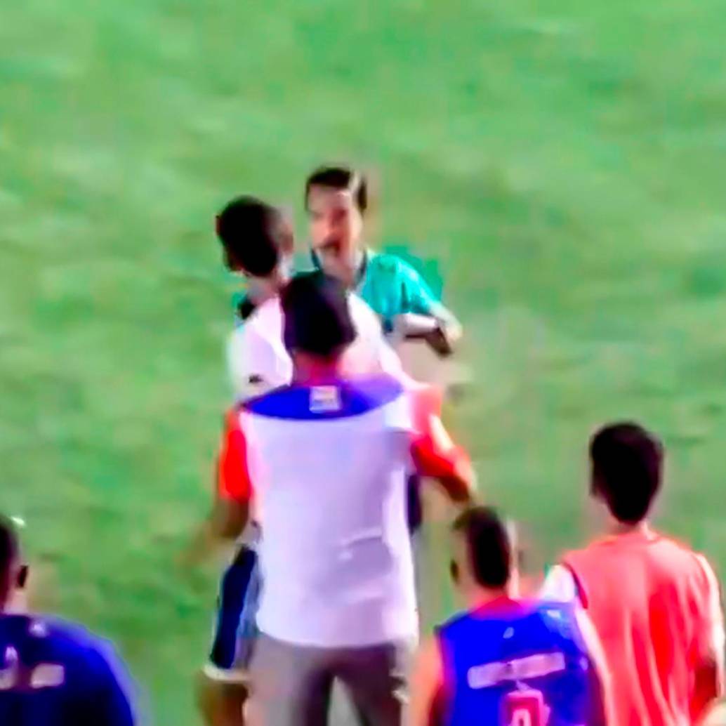 Momento en el que Vanessa Ceballos es agredida durante la expulsión al jugador Bolívar. Foto: Captura tomada de redes @Borda_analista