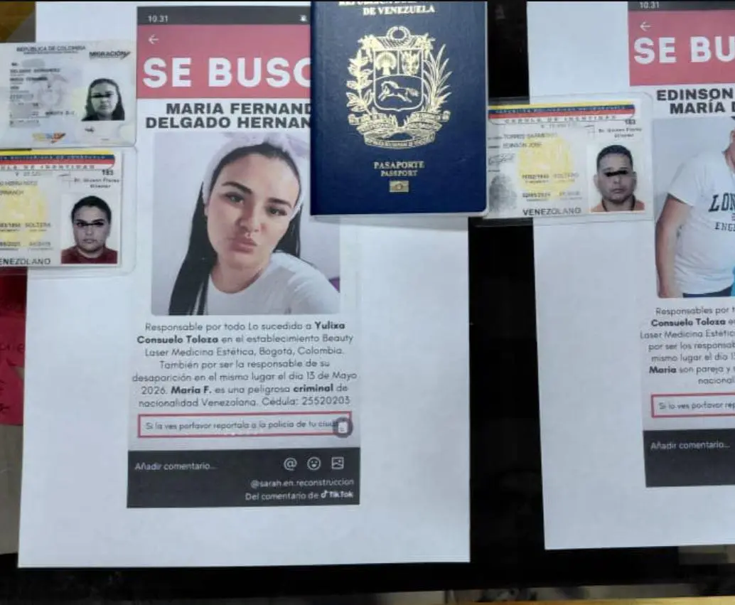 Los dos capturados por el caso de Yulixa Toloza. Foto: SIP Venezuela