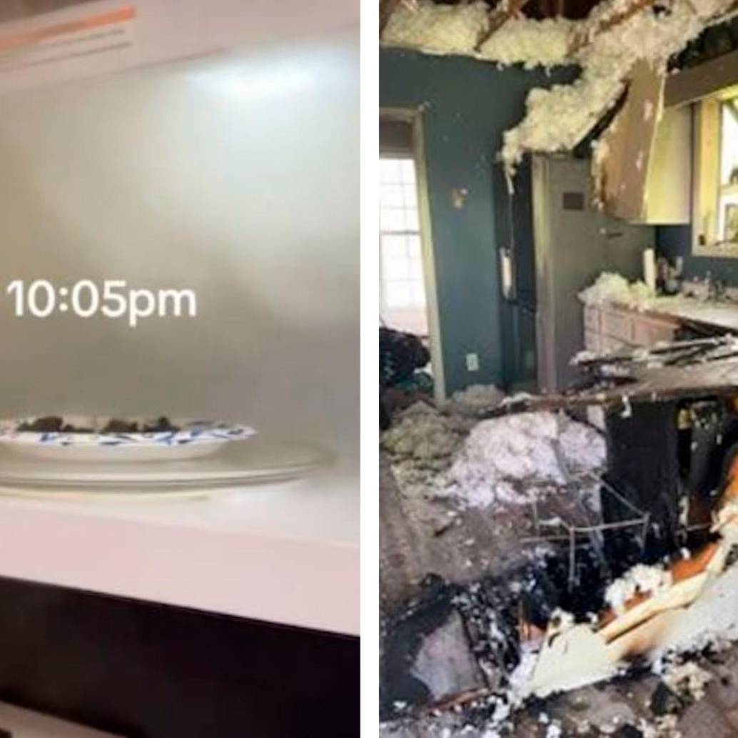Imágenes de cómo quedó la cocina en donde ocurrió el hecho con el brownie. FOTO CAPTURA DE VIDEO