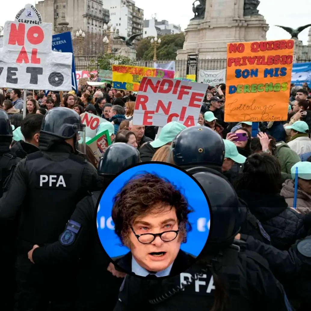 Las marchas en Buenos Aires contaron con la presencia de fuerzas policiales en la sede del Congreso. FOTO AFP
