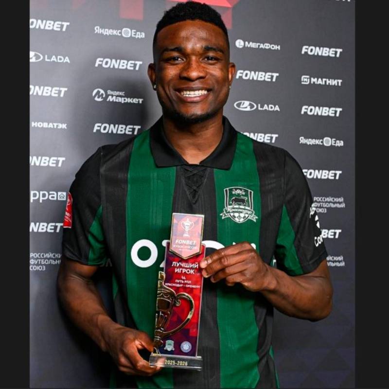 Constantemente el colombiano Jhon Córdoba es exaltado como jugador del partido con el Krasnodar en Rusia. FOTO TOMADA X@FCKrasnodar