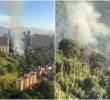 Así se veía, a lo lejos y de cerca, el incendio forestal que alarmó a la comunidad de Belén, cerca a la Loma de Los Bernal. FOTOS Denuncias Antioquia.